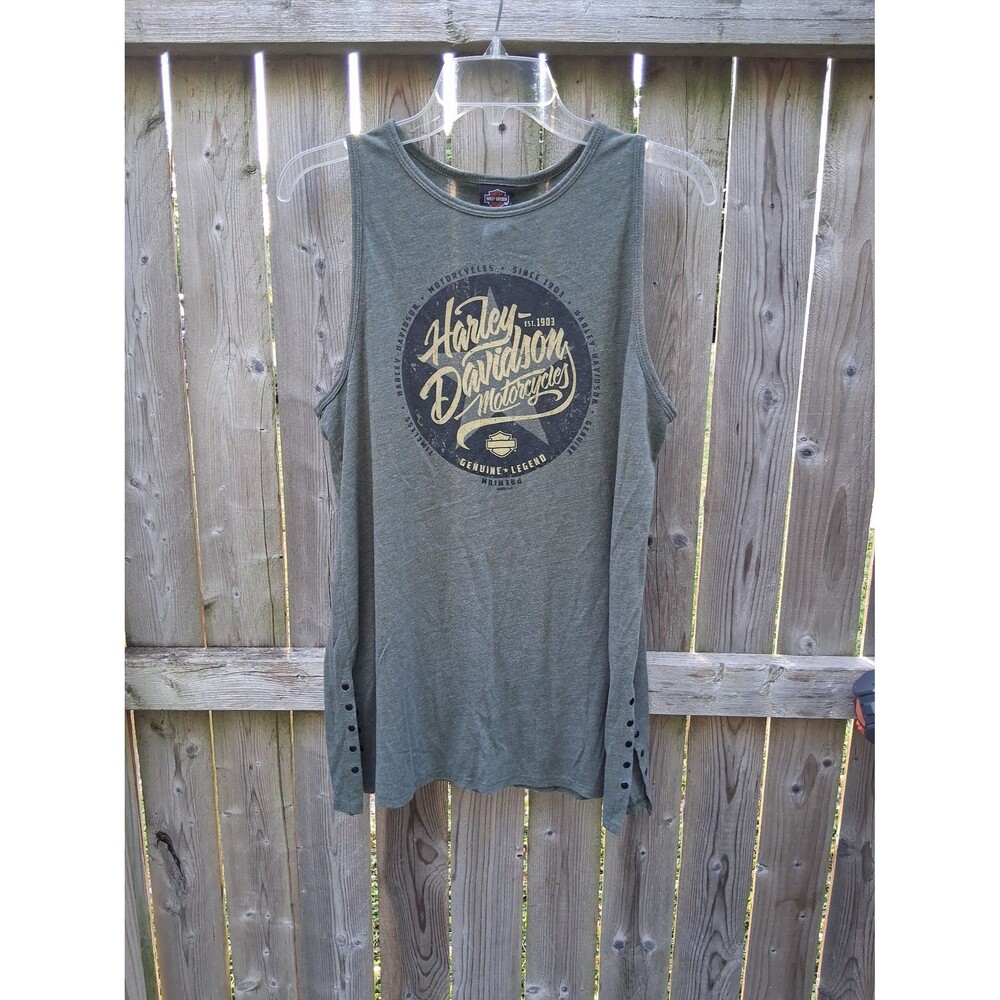 082 Harley Davidson Tallassee TN 2020 XL Green Tank Top Graphic Women's